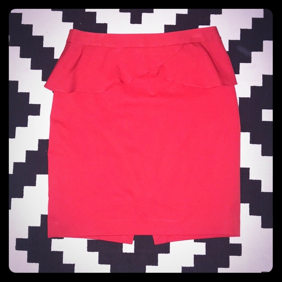 Sassy Red Peplum Pencil Skirt - Picture 1 of 5